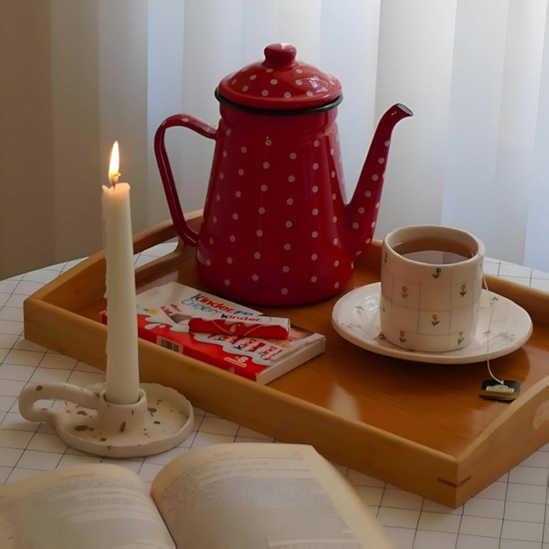Enamel Pot - Large capacity enamel-coated water kettle and versatile storage container offering classic design, rust resistance, and perfect balance for coffee, milk, or tea preparation daily